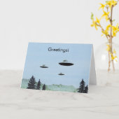 UFO Greetings Karte (Gelbe Blume)