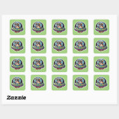 UFO Happy Dog Quadratischer Aufkleber (Blatt)