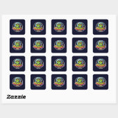 UFO Happy Frog Quadratischer Aufkleber (Blatt)