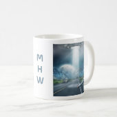 UFO Hitchhiker benutzerdefinierte Monogramm-Tasse Kaffeetasse (VorderseiteRechts)