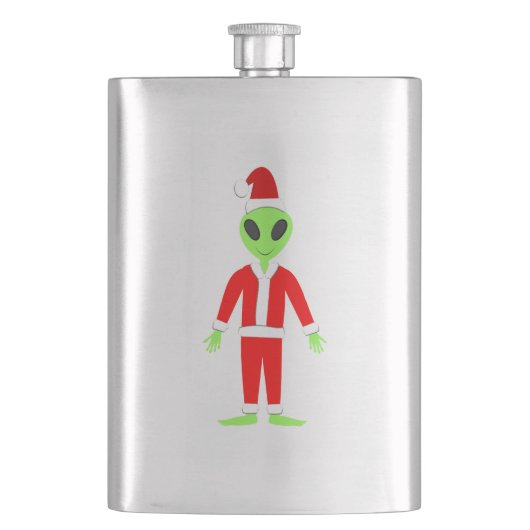 UFO Ho Ho Father Weihnachts-Alien Flachmann (Vorderseite)