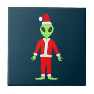 UFO Ho Ho Father Weihnachts-Alien Fliese