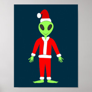 UFO Ho Ho Father Weihnachts-Alien Poster