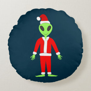 UFO Ho Ho Father Weihnachts-Alien Rundes Kissen