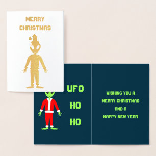 UFO Ho Po Weihnachtszeit Alien Custom Folienkarte
