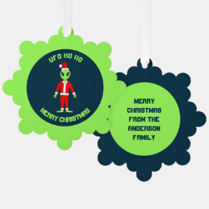 UFO Ho Po Weihnachtszeit Alien Custom Ornament Karte
