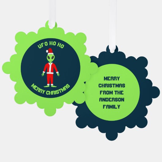 UFO Ho Po Weihnachtszeit Alien Custom Ornament Karte (Vorderseite/Rückseite)
