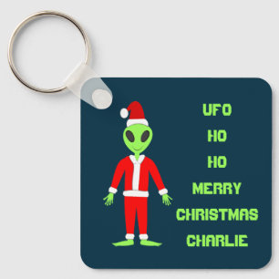 UFO Ho Po Weihnachtszeit Alien Custom Schlüsselanhänger