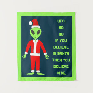 UFO Ho Po Weihnachtszeit Alien Custom Wandteppich
