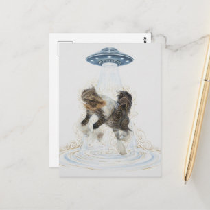 UFO holt ein wunderschönes Pferd Postkarte