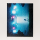 UFO Hovering Alien Visitor ET ist Zuhause SciFi Puzzle (Vertikal)