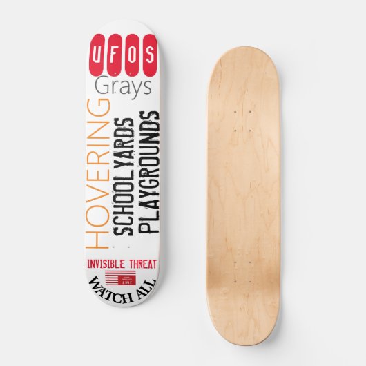 UFO HOVERING GRAYS Skateboard (Vorderseite)