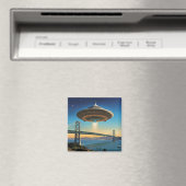 UFO Hovering Over San Francisco Bay Bridge 2035 Magnet (In Situ (Geschirrspüler))