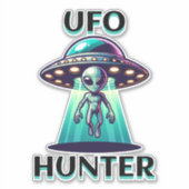 UFO Hunter | Kunst mit UFO und Alien Aufkleber (Vorderseite)