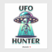 UFO Hunter | Kunst mit UFO und Alien Aufkleber (Blatt)