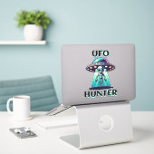 UFO Hunter | Kunst mit UFO und Alien Aufkleber (Laptop auf Schreibtisch)