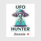 UFO Hunter | Kunst mit UFO und Alien Aufkleber (Blatt)