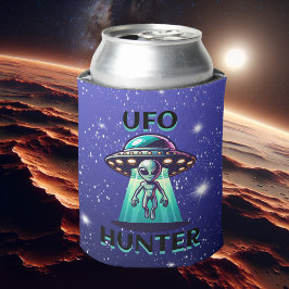 UFO Hunter | Kunst mit UFO und Alien Dosenkühler