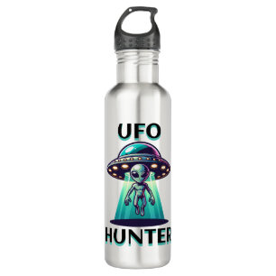 UFO Hunter   Kunst mit UFO und Alien Edelstahlflasche