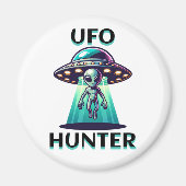 UFO Hunter | Kunst mit UFO und Alien Magnet (Vorne)