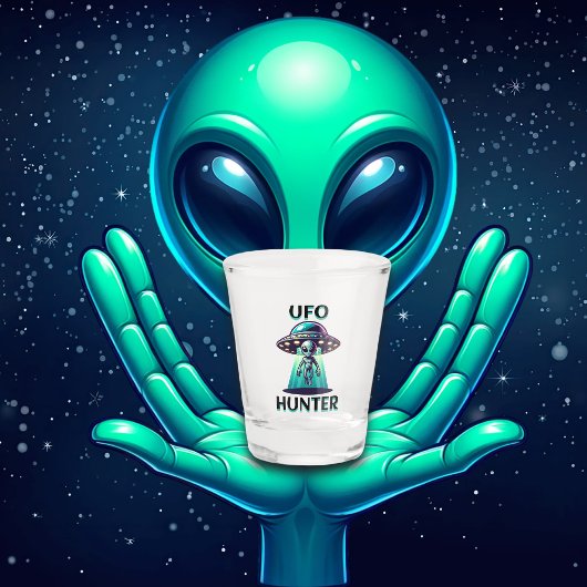 UFO Hunter | Kunst mit UFO und Alien Schnapsglas