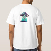UFO Hunter | Kunst mit UFO und Alien T-Shirt (Rückseite)