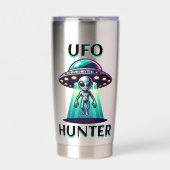UFO Hunter | Kunst mit UFO und Alien Thermobecher (Vorderseite)