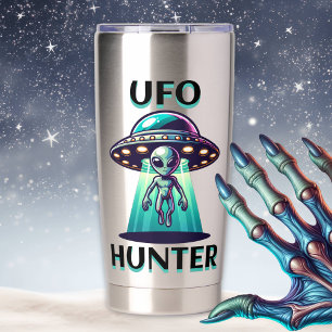 UFO Hunter Kunst mit UFO und Alien Thermobecher