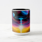 UFO in der Fantasiewelt Zweifarbige Tasse (Mittel)