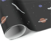 UFO in der Raumillustration Geschenkpapier (Rolleneckpunkt)