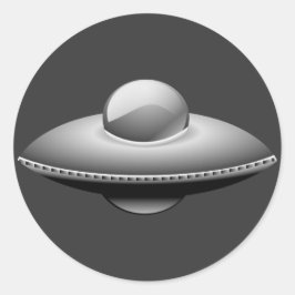 UFO in Metallic Runder Aufkleber
