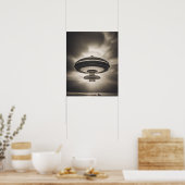UFO in Schwarz und Weiß Poster (Küche)