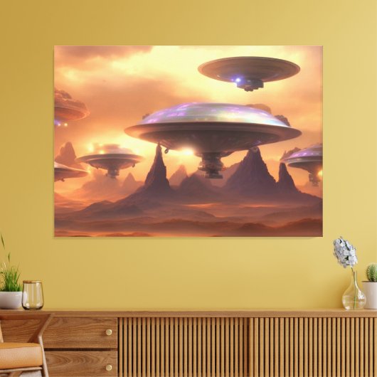 UFO Invasion Canvas Print Leinwanddruck (Insitu (Wohnzimmer))