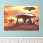 UFO Invasion Canvas Print Leinwanddruck (Insitu (Holzboden))
