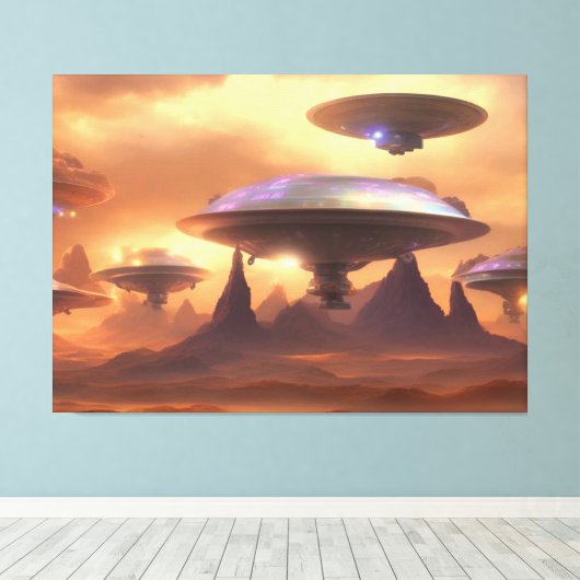 UFO Invasion Canvas Print Leinwanddruck (Insitu (Holzboden))