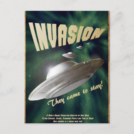 UFO Invasion - Vintages Filmposter Postkarte (Vorderseite)