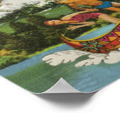 UFO Kanufahrt Berge Surreale Collage Poster (Ecke)