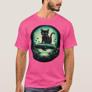 Ufo-Katze mit fluoreszierendem Grün T-Shirt