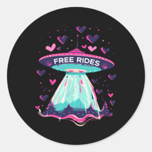 Ufo Kostenlose Fahrten Herzen Liebe Sei Mein Valen Runder Aufkleber