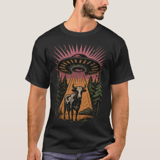 UFO-Kuh-Entführung Lustig Vintage Retro T-Shirt