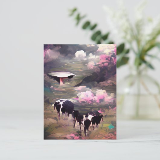 UFO-Kuhentführung Postkarte (Stehend Vorderseite)