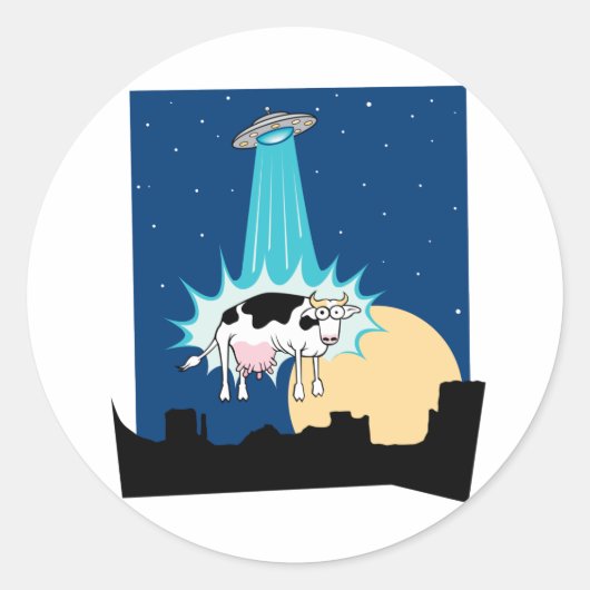 UFO-Kuhentführung Runder Aufkleber (Vorderseite)
