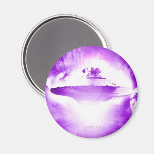 UFO Lila Anreise Magnet (Vorderseite/Rückseite)