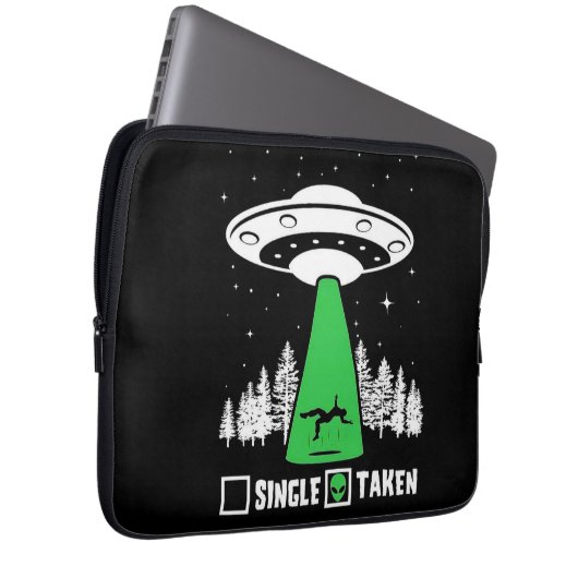 UFO, lustiges UFO, fliegende Untertasse, Entführun Laptopschutzhülle (Vorne Rechts)