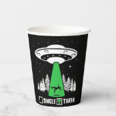 UFO, lustiges UFO, fliegende Untertasse, Entführun Pappbecher (Rückseite)