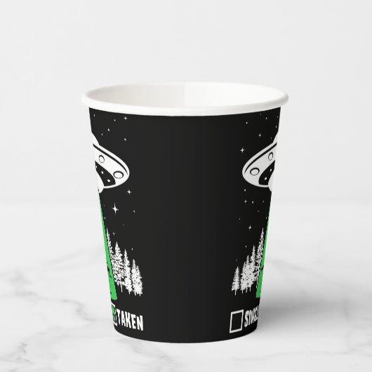 UFO, lustiges UFO, fliegende Untertasse, Entführun Pappbecher (Links)