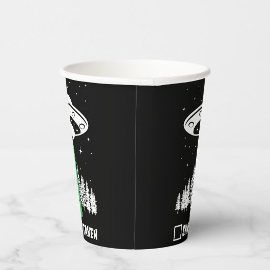 UFO, lustiges UFO, fliegende Untertasse, Entführun Pappbecher (Rechts)