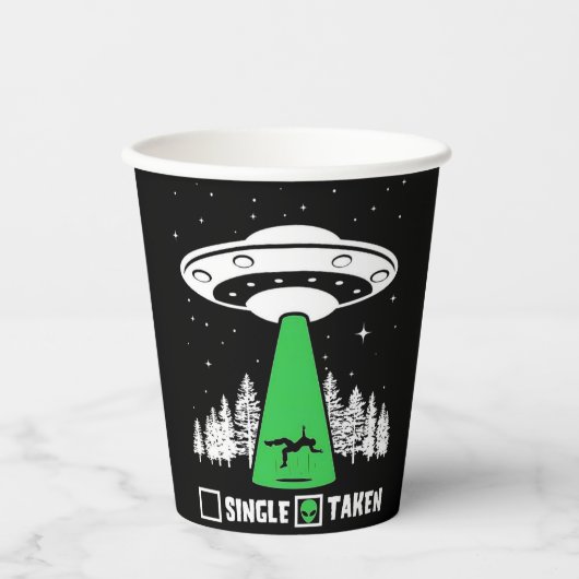UFO, lustiges UFO, fliegende Untertasse, Entführun Pappbecher (Vorderseite)