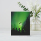 UFO mit Nordlicht Postkarte (Stehend Vorderseite)