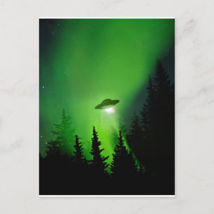 UFO mit Nordlicht Postkarte